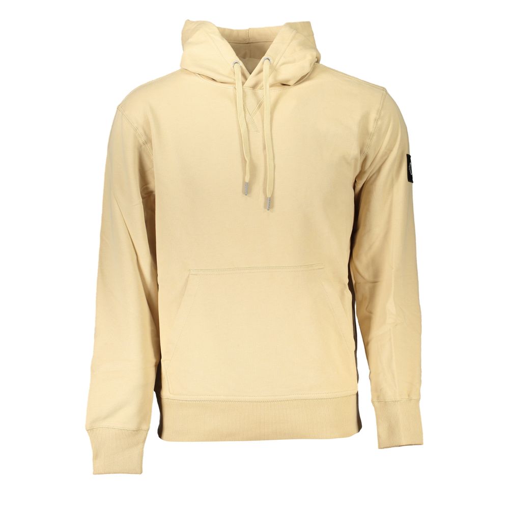 Beige Brushed Cotton Hoodie with Central Pocket - GLAMHUB BOUTIQUE 