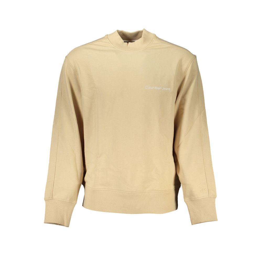 Beige Crew Neck Logo Sweatshirt - GLAMHUB BOUTIQUE 