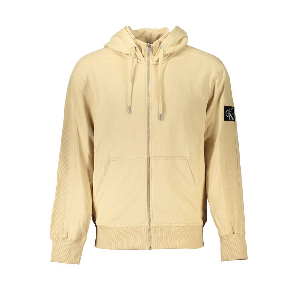 Elegant Beige Zip Hooded Sweatshirt - GLAMHUB BOUTIQUE 