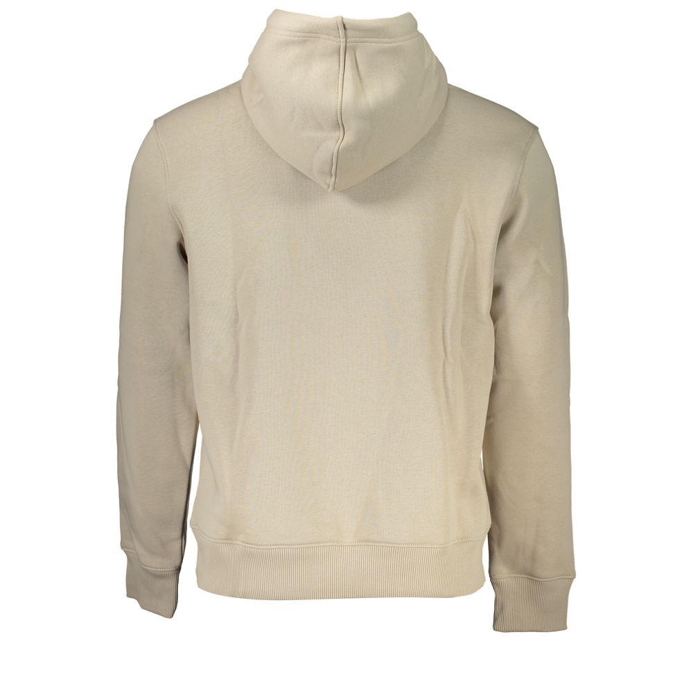 Beige Fleece Hooded Sweatshirt with Logo Embroidery - GlamHub Luxury and Icon Brand Clothing