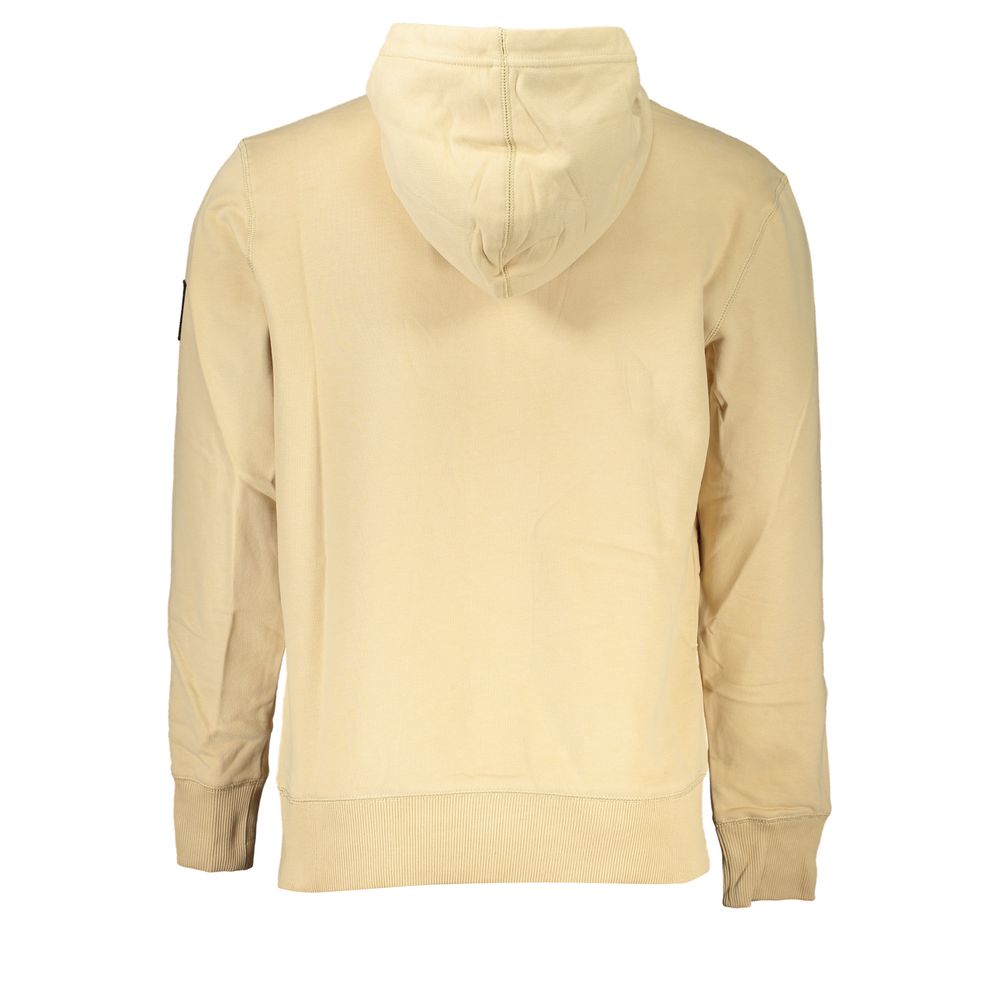 Beige Brushed Cotton Hoodie with Central Pocket - GLAMHUB BOUTIQUE 