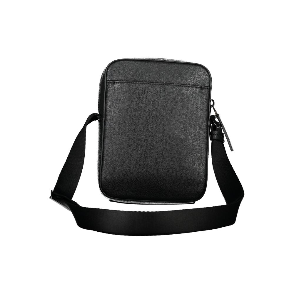 Sleek Black Shoulder Bag with Logo Detail - GLAMHUB BOUTIQUE 