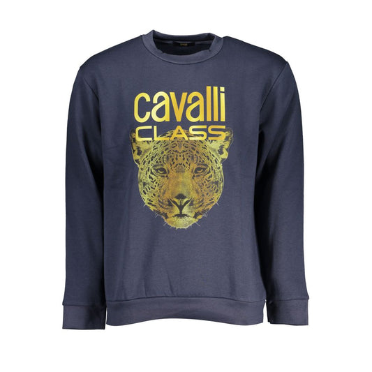 Elegant Crew Neck Fleece Sweatshirt in Blue - GlamHub Luxury and Icon Brand Clothing