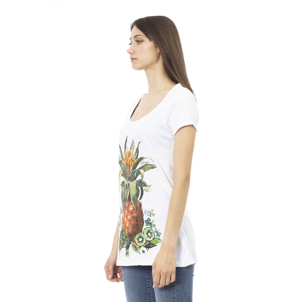 White Cotton Women T-Shirt - GLAMHUB BOUTIQUE 