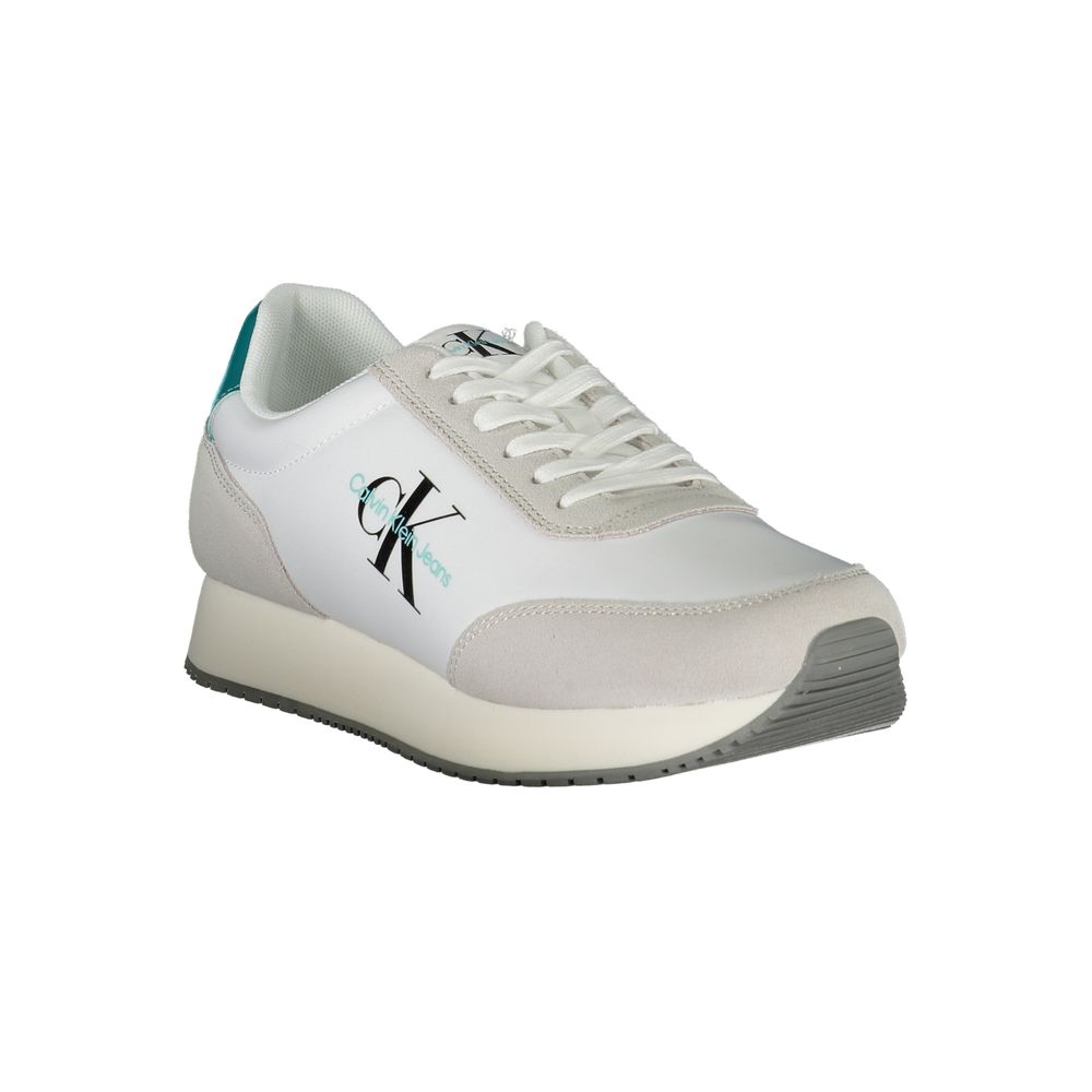 Elegant White Lace-Up Sneakers with Contrasting Detail - GLAMHUB BOUTIQUE 