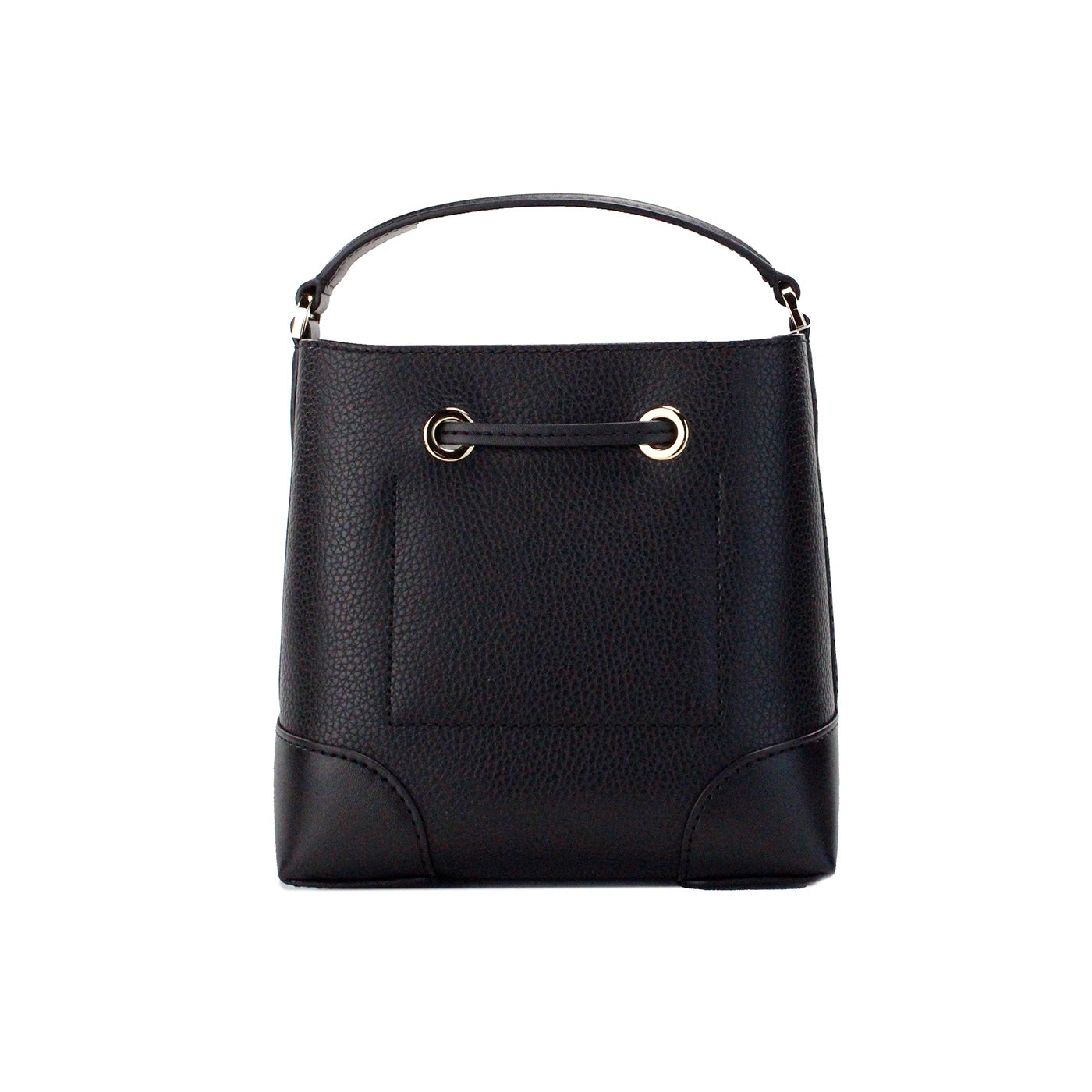 Mercer Small Black Pebbled Leather Bucket Crossbody Bag Purse - GLAMHUB BOUTIQUE 