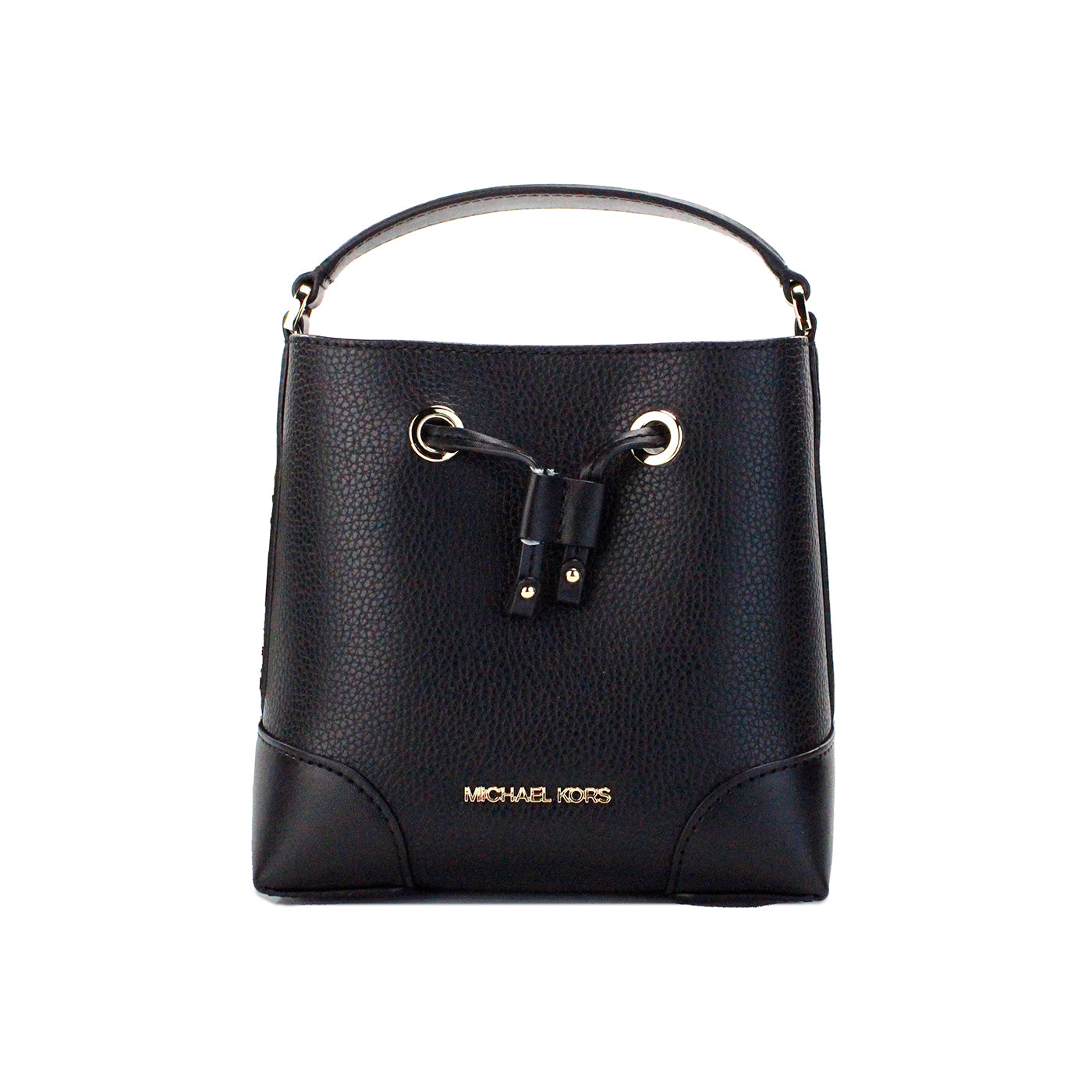 Mercer Small Black Pebbled Leather Bucket Crossbody Bag Purse - GLAMHUB BOUTIQUE 