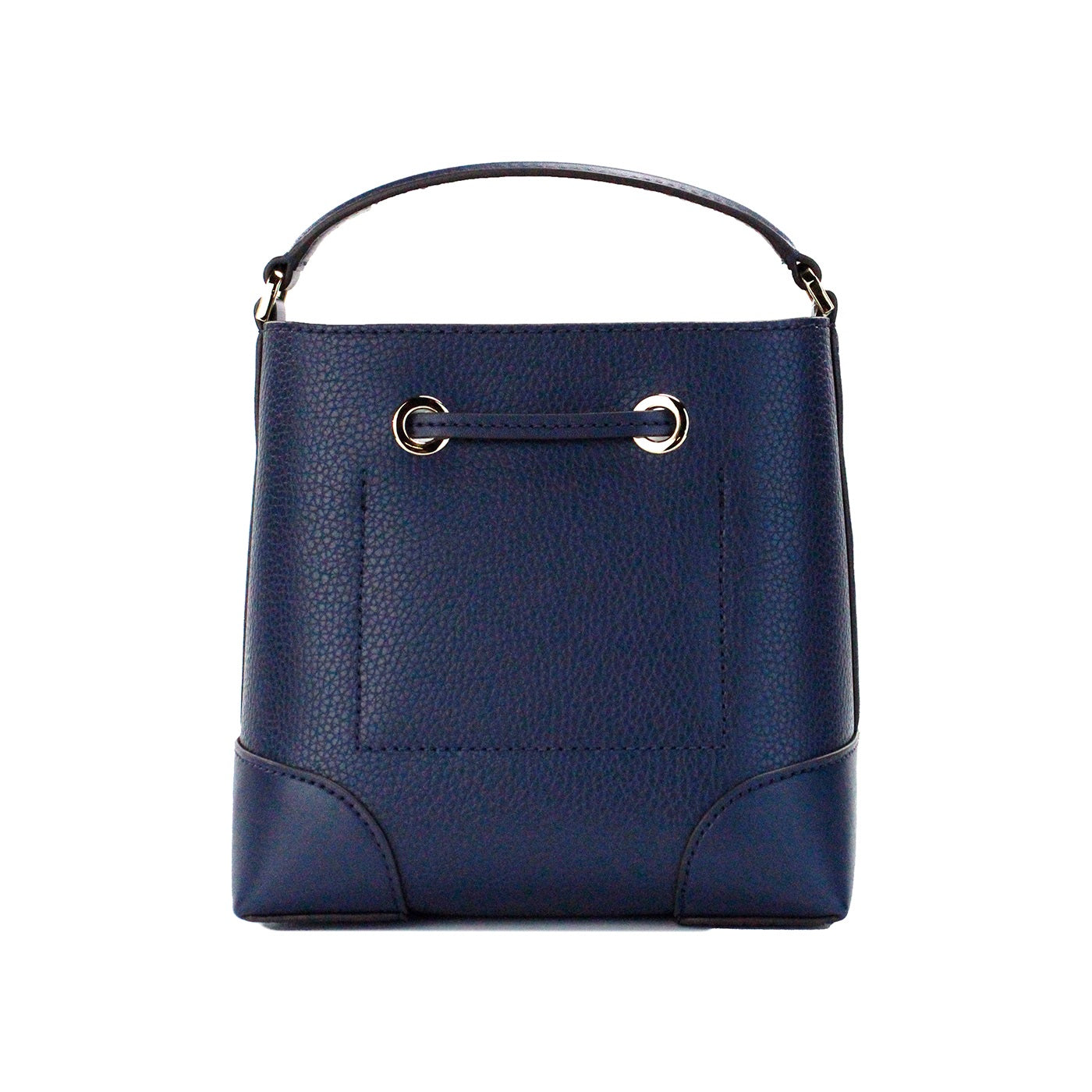 Mercer Small Navy Pebbled Leather Bucket Crossbody Bag Purse - GLAMHUB BOUTIQUE 