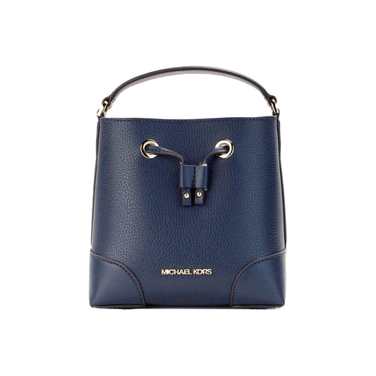 Mercer Small Navy Pebbled Leather Bucket Crossbody Bag Purse - GLAMHUB BOUTIQUE 