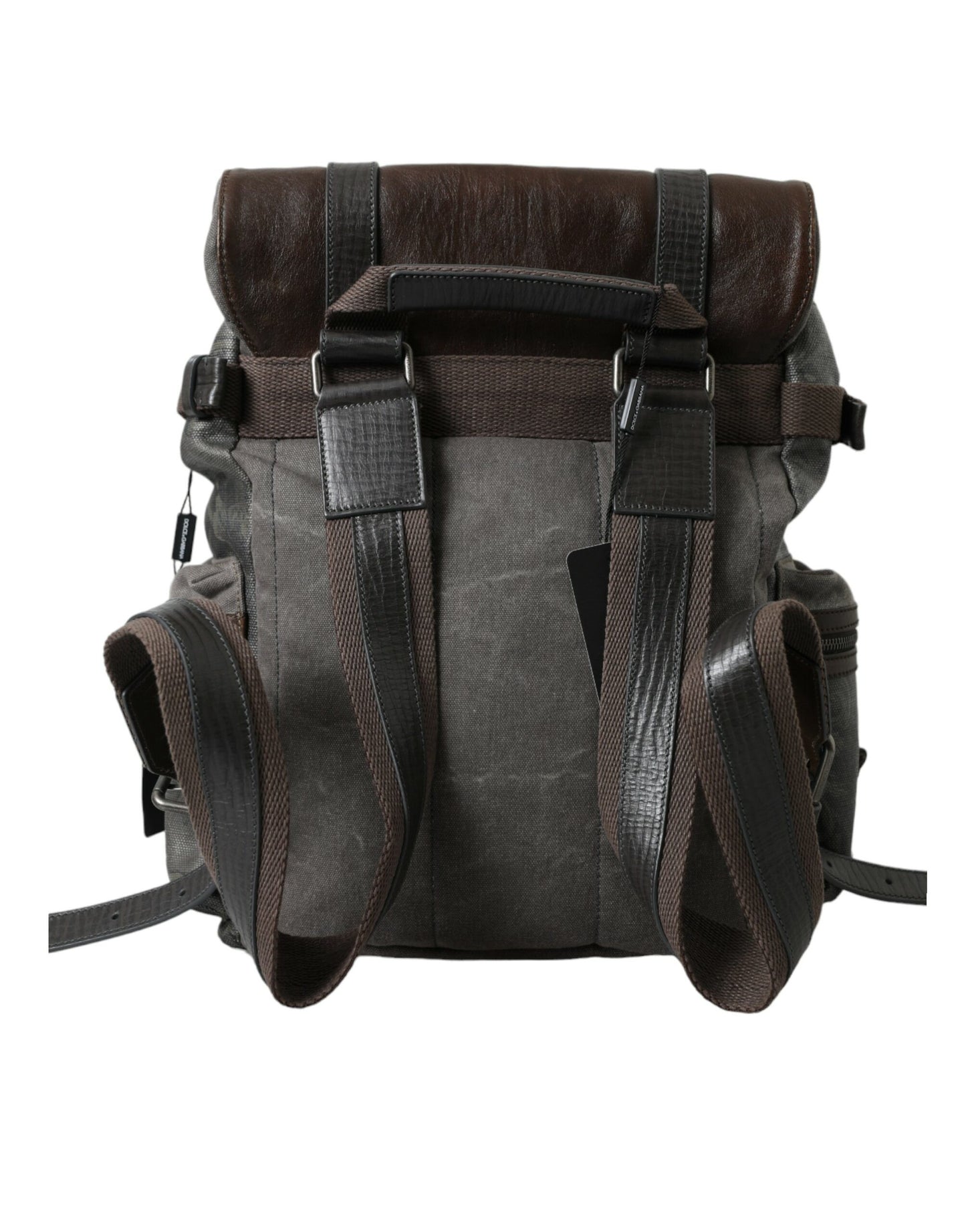 Eleganter grüner Rucksack aus Canvas und Leder