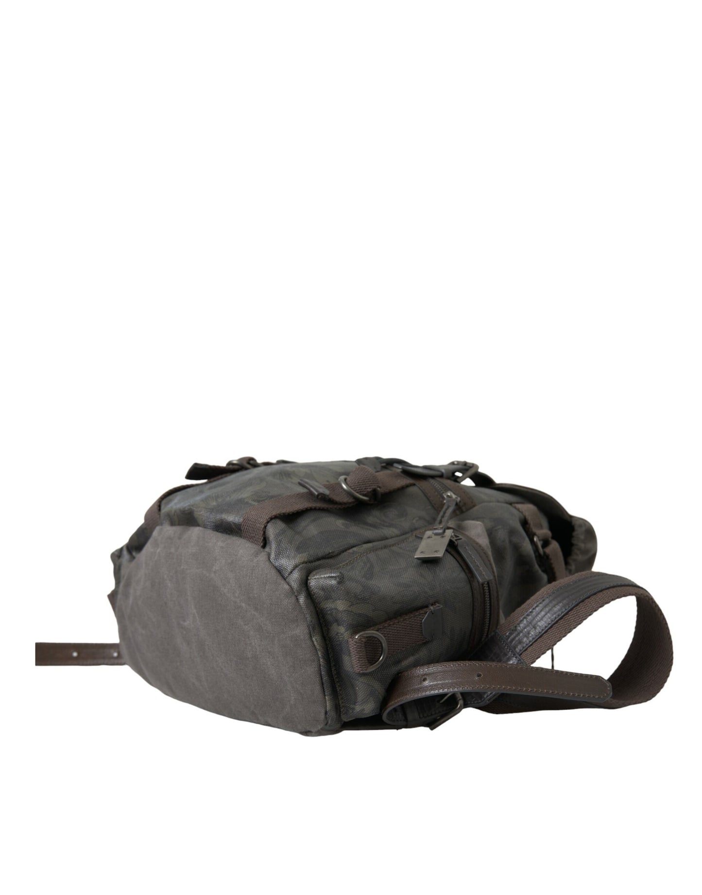 Eleganter grüner Rucksack aus Canvas und Leder