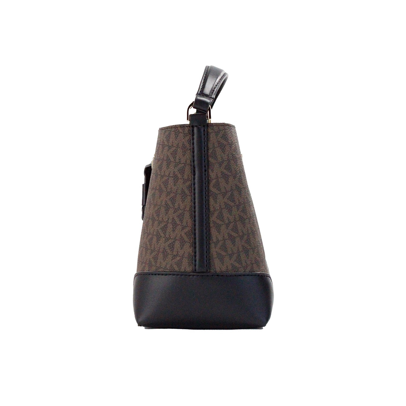 Mercer Small Brown Black Signature Leather Bucket Crossbody Bag - GLAMHUB BOUTIQUE 