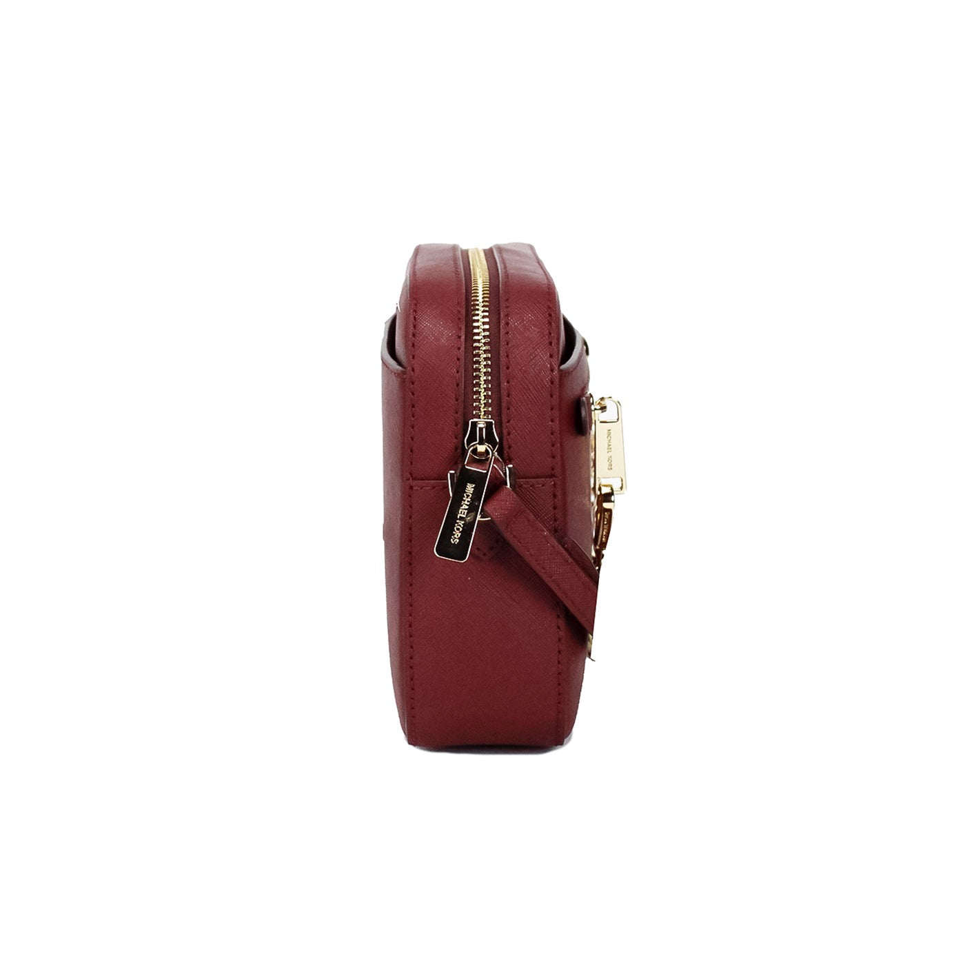 Jet Set East West Large Dark Cherry Leather Zip Chain Crossbody Bag - GLAMHUB BOUTIQUE 