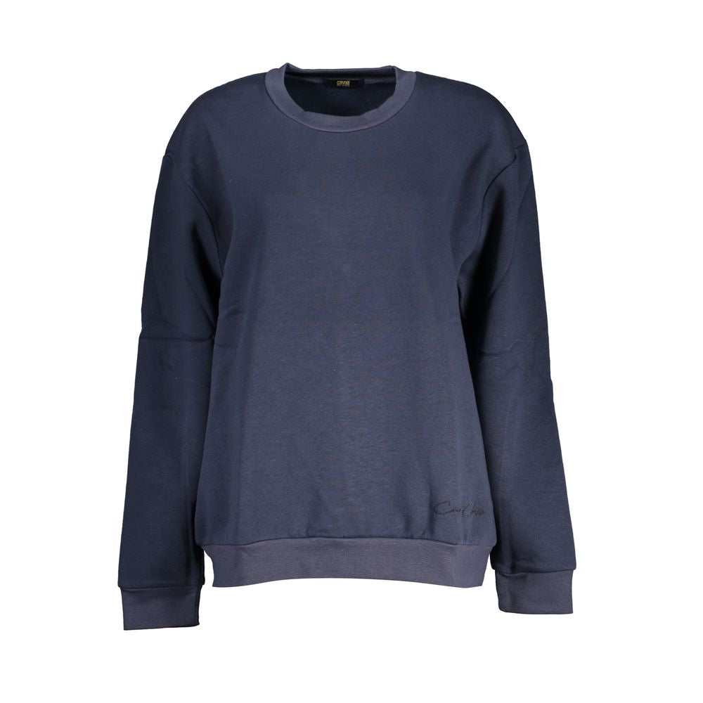 Chic Blue Embroidered Fleece Sweatshirt - GlamHub Luxury and Icon Brand Clothing