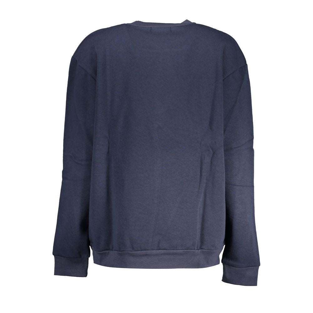 Chic Blue Embroidered Fleece Sweatshirt - GlamHub Luxury and Icon Brand Clothing