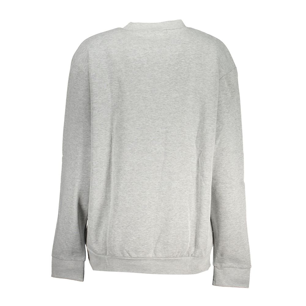 Chic Gray Crew Neck Fleece Sweatshirt - GlamHub Luxury and Icon Brand Clothing