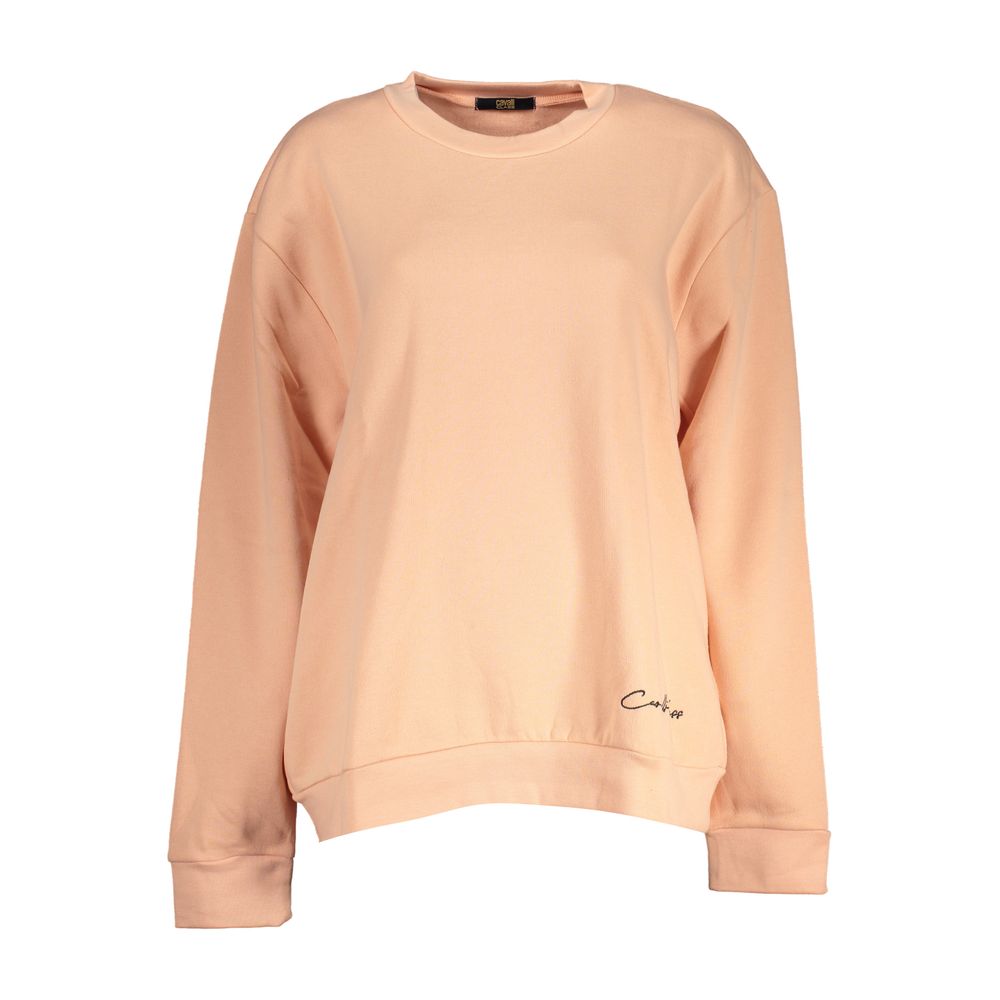 Elegant Long-Sleeved Pink Fleece Sweatshirt - GlamHub Luxury and Icon Brand Clothing