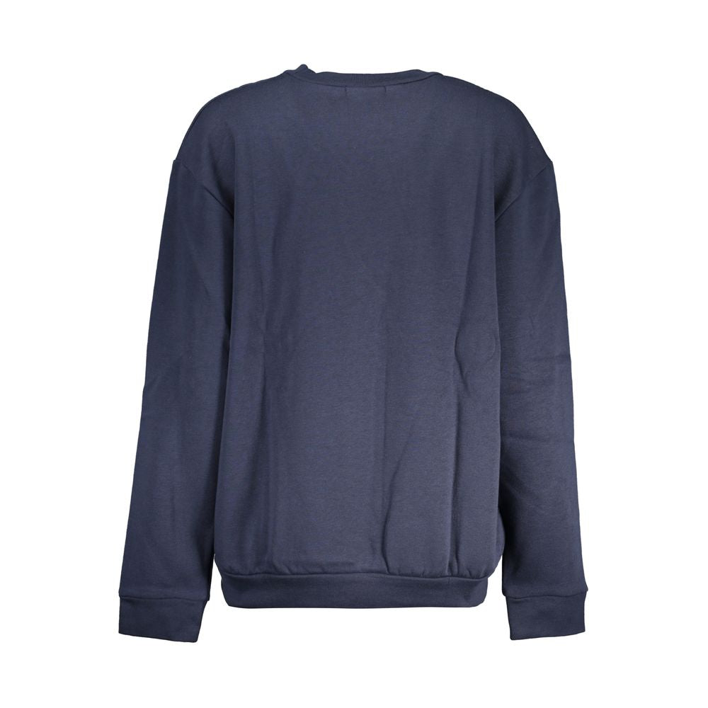 Elegant Blue Fleece Crew Neck Sweatshirt - GlamHub Luxury and Icon Brand Clothing