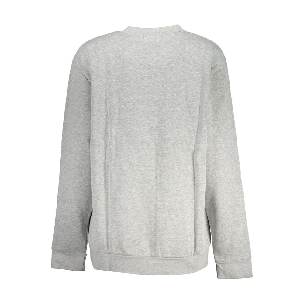 Chic Gray Crew Neck Fleece Sweatshirt - GlamHub Luxury and Icon Brand Clothing