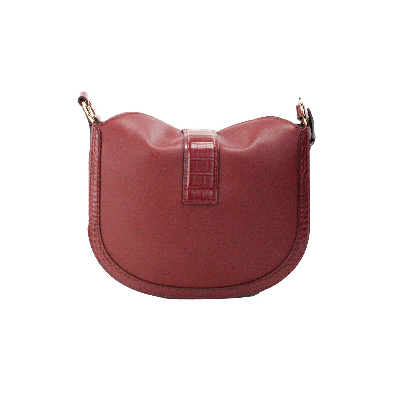 Gabby Small Dark Cherry Leather Foldover Hobo Crossbody Bag - GLAMHUB BOUTIQUE 