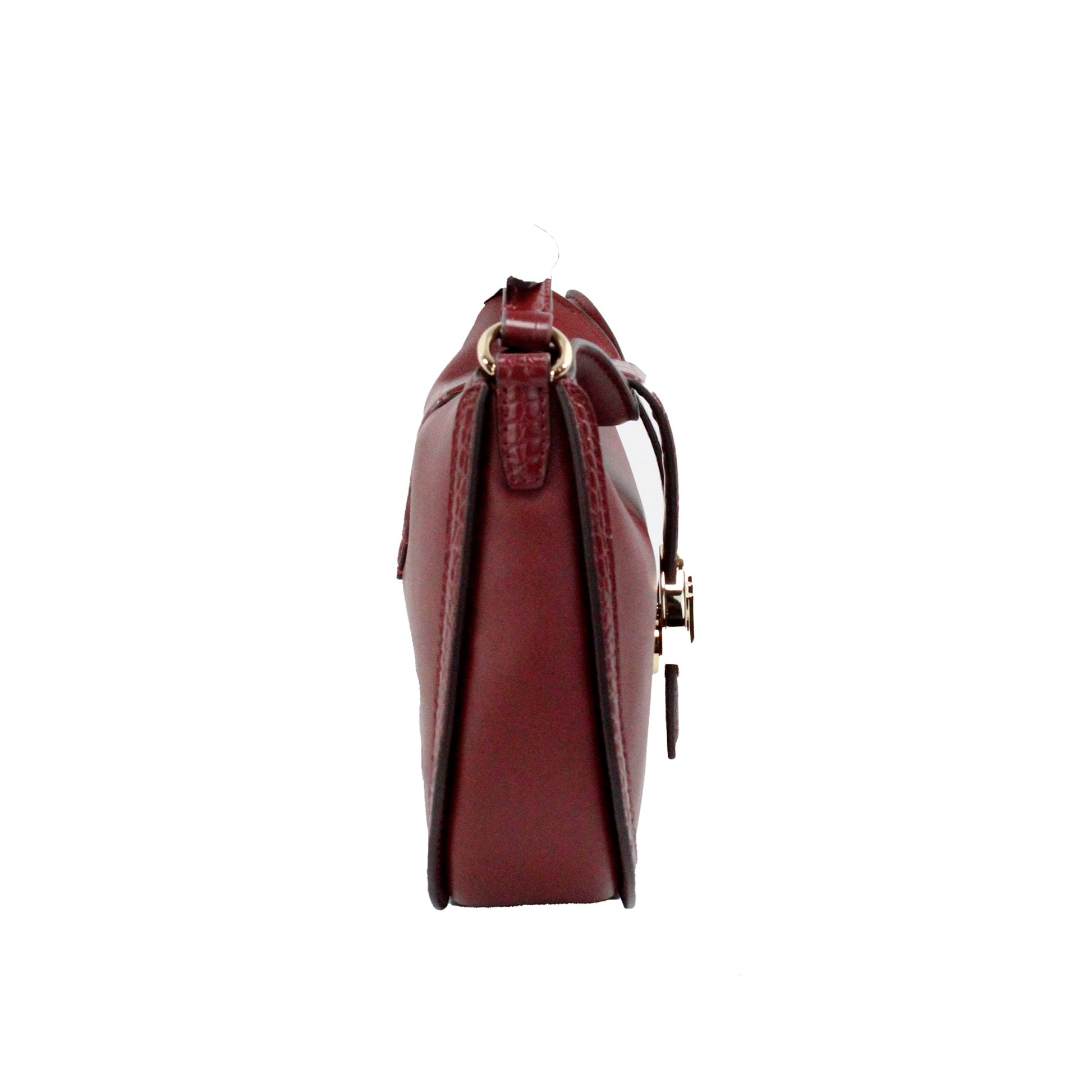 Gabby Small Dark Cherry Leather Foldover Hobo Crossbody Bag - GLAMHUB BOUTIQUE 