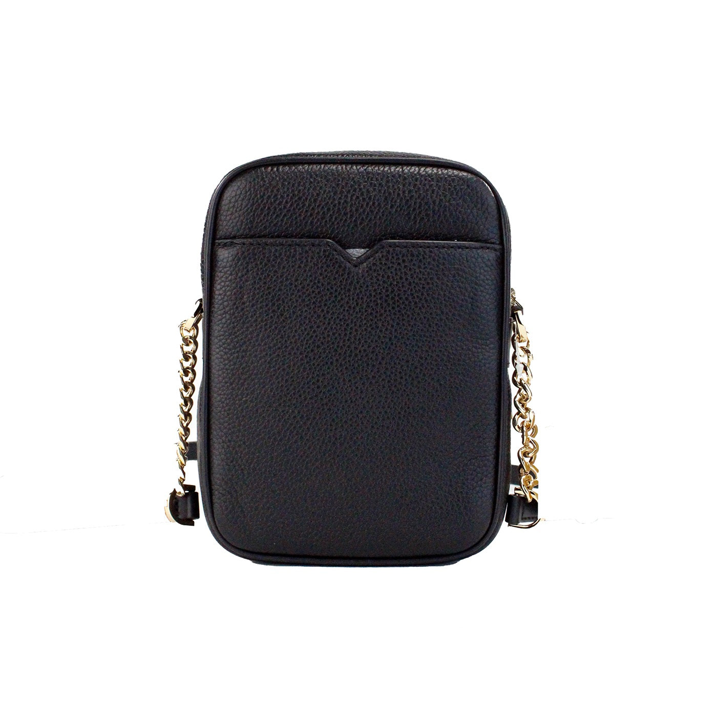 Flight Black Pebbled Leather North South Chain Crossbody Bag - GLAMHUB BOUTIQUE 