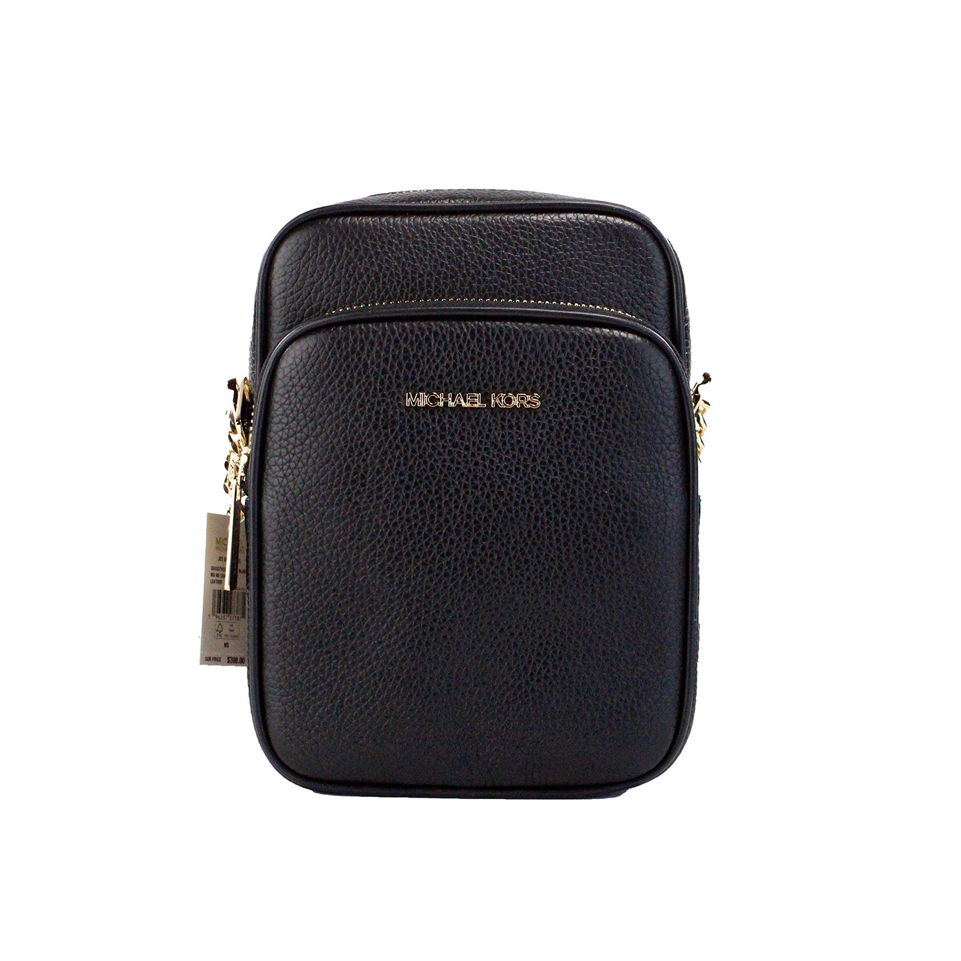 Flight Black Pebbled Leather North South Chain Crossbody Bag - GLAMHUB BOUTIQUE 