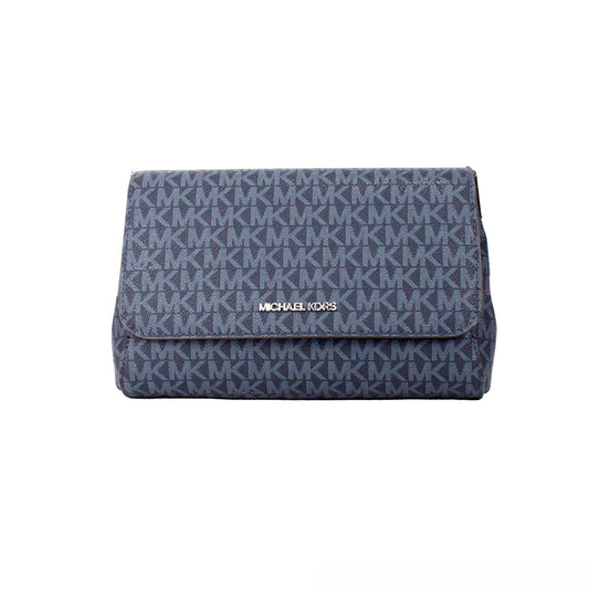 Jet Set Medium Navy Blue PVC Convertible Pouchette Crossbody Bag - GLAMHUB BOUTIQUE 