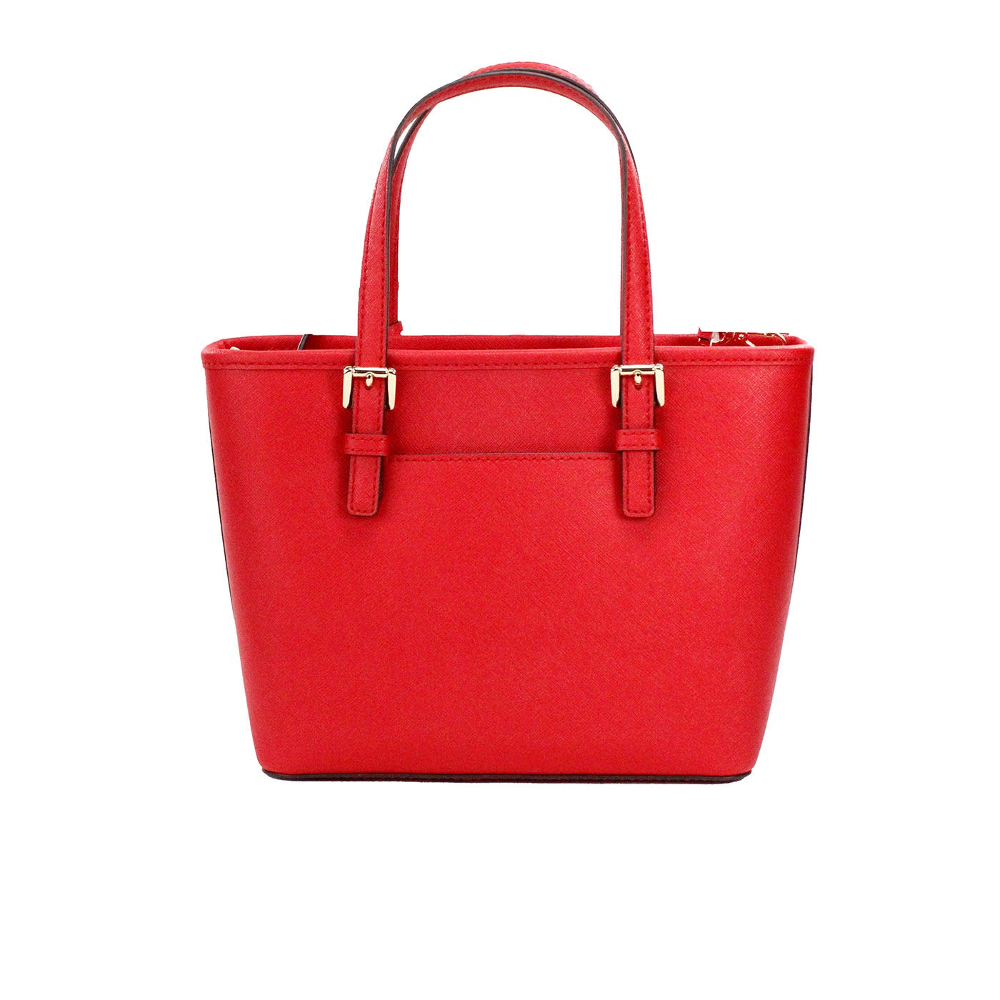 Jet Set Bright Red Leather XS Carryall Top Zip Tote Bag Purse - GLAMHUB BOUTIQUE 