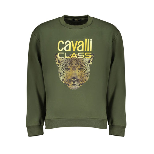 Elegant Green Fleece Crew Neck Sweatshirt - GlamHub Luxury and Icon Brand Clothing