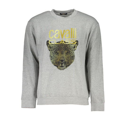 Elegant Gray Crew Neck Designer Sweatshirt - GlamHub Luxury and Icon Brand Clothing