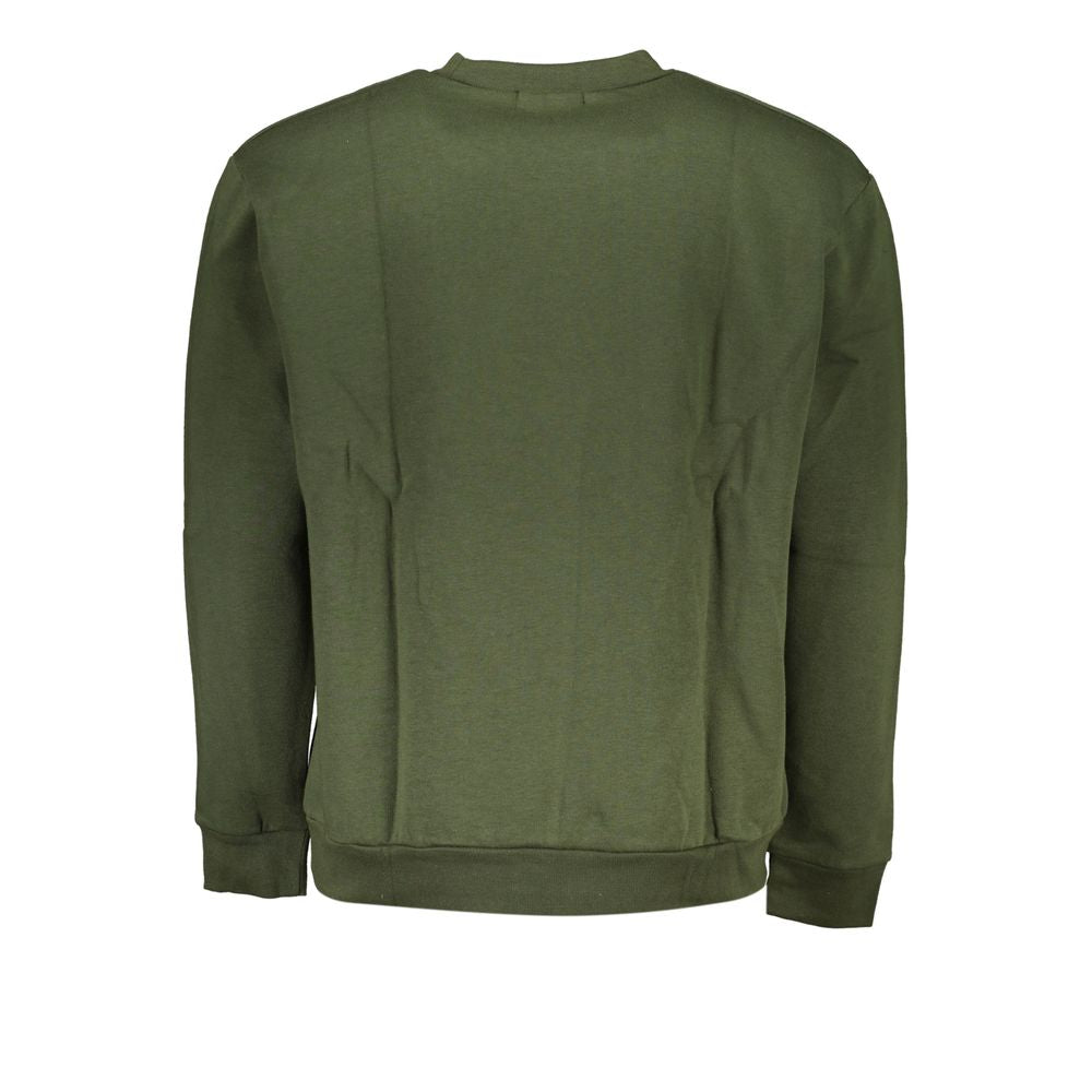 Elegant Green Fleece Crew Neck Sweatshirt - GlamHub Luxury and Icon Brand Clothing