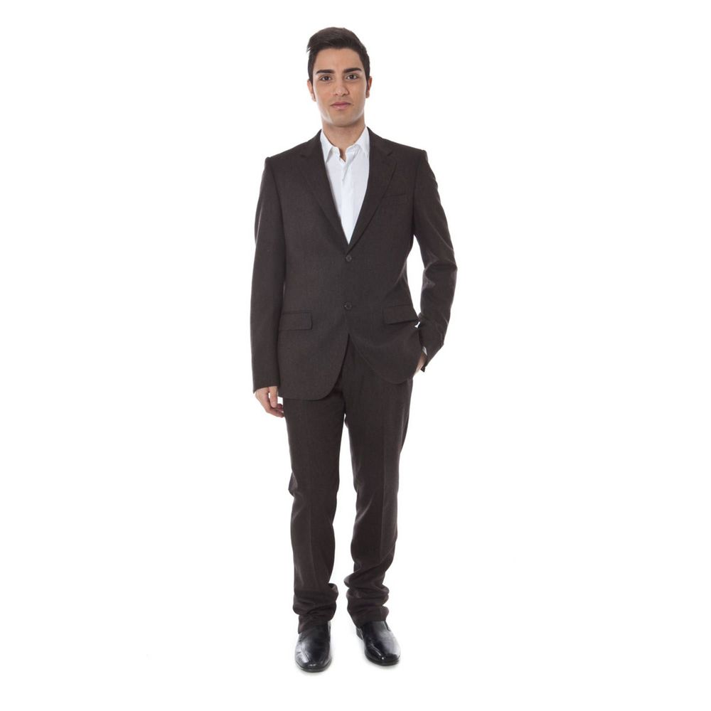 Chic Wool Blend Brown Suit for Men - GLAMHUB BOUTIQUE 