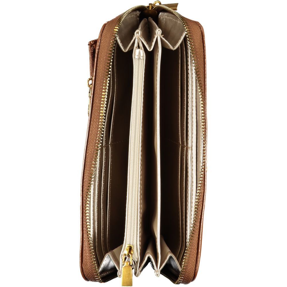 Elegant Brown Zip Wallet with Multiple Compartments - GLAMHUB BOUTIQUE 