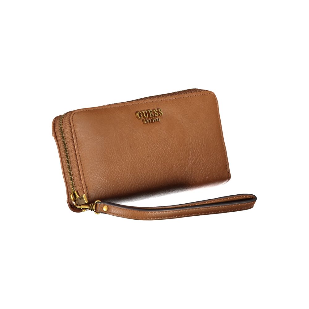 Elegant Brown Zip Wallet with Multiple Compartments - GLAMHUB BOUTIQUE 