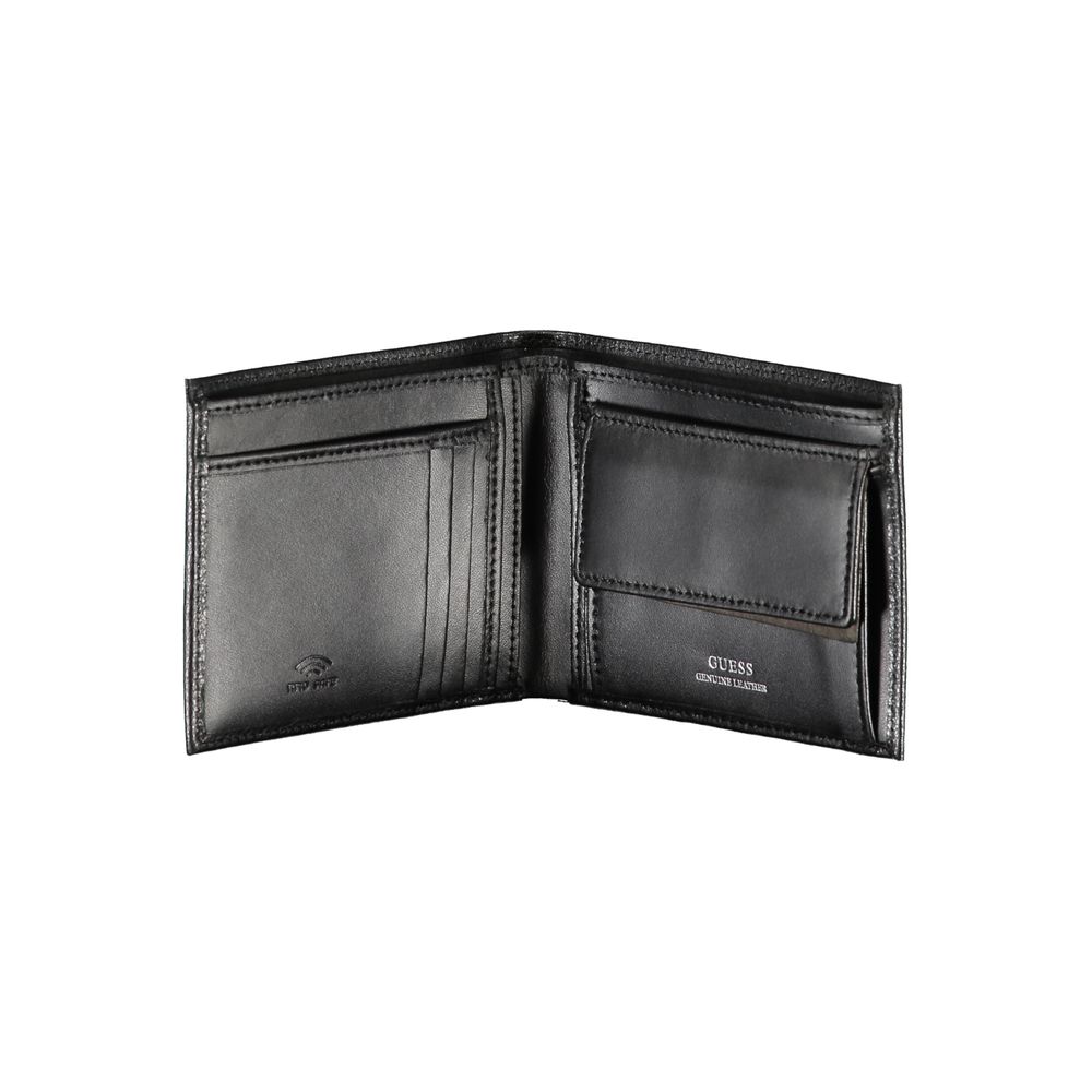 Chic Black Leather Dual-Compartment Wallet - GLAMHUB BOUTIQUE 