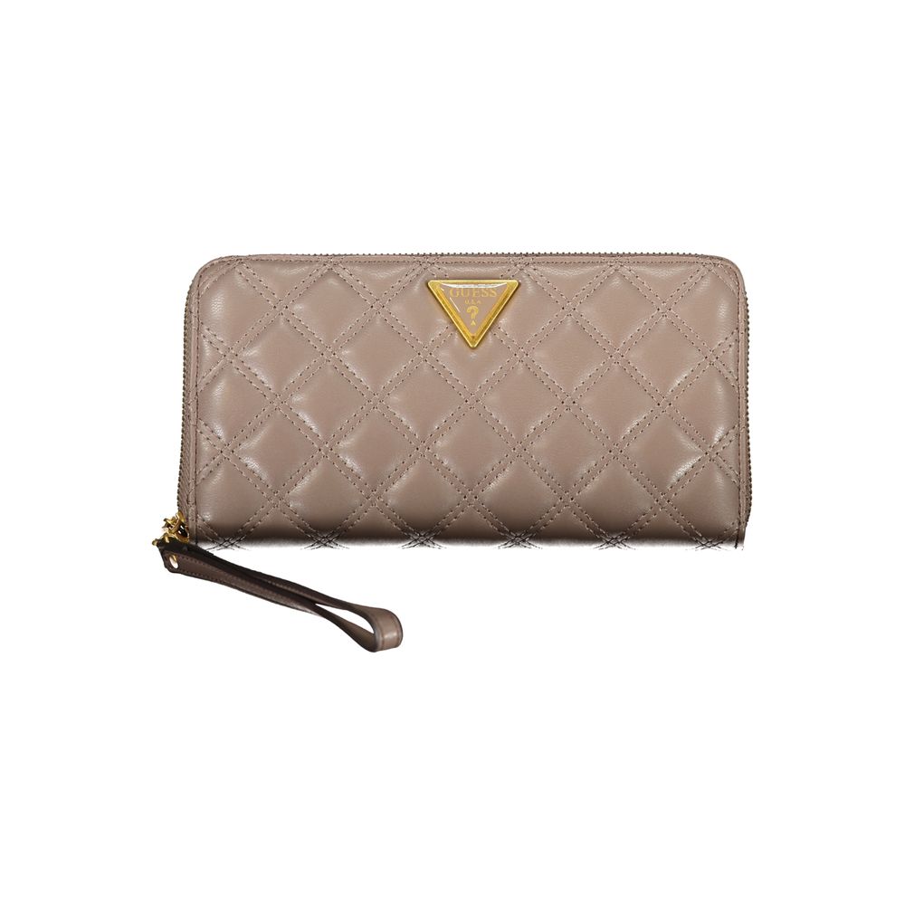 Elegant Beige Zip Wallet with Chic Detailing - GLAMHUB BOUTIQUE 