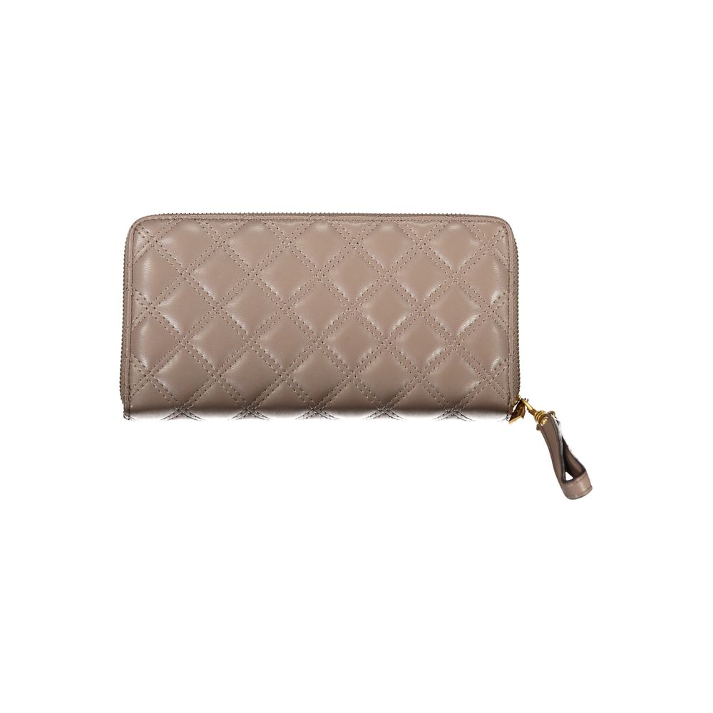 Elegant Beige Zip Wallet with Chic Detailing - GLAMHUB BOUTIQUE 