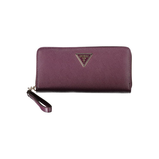 Elegant Purple Zip Closure Wallet with Logo Detail - GLAMHUB BOUTIQUE 