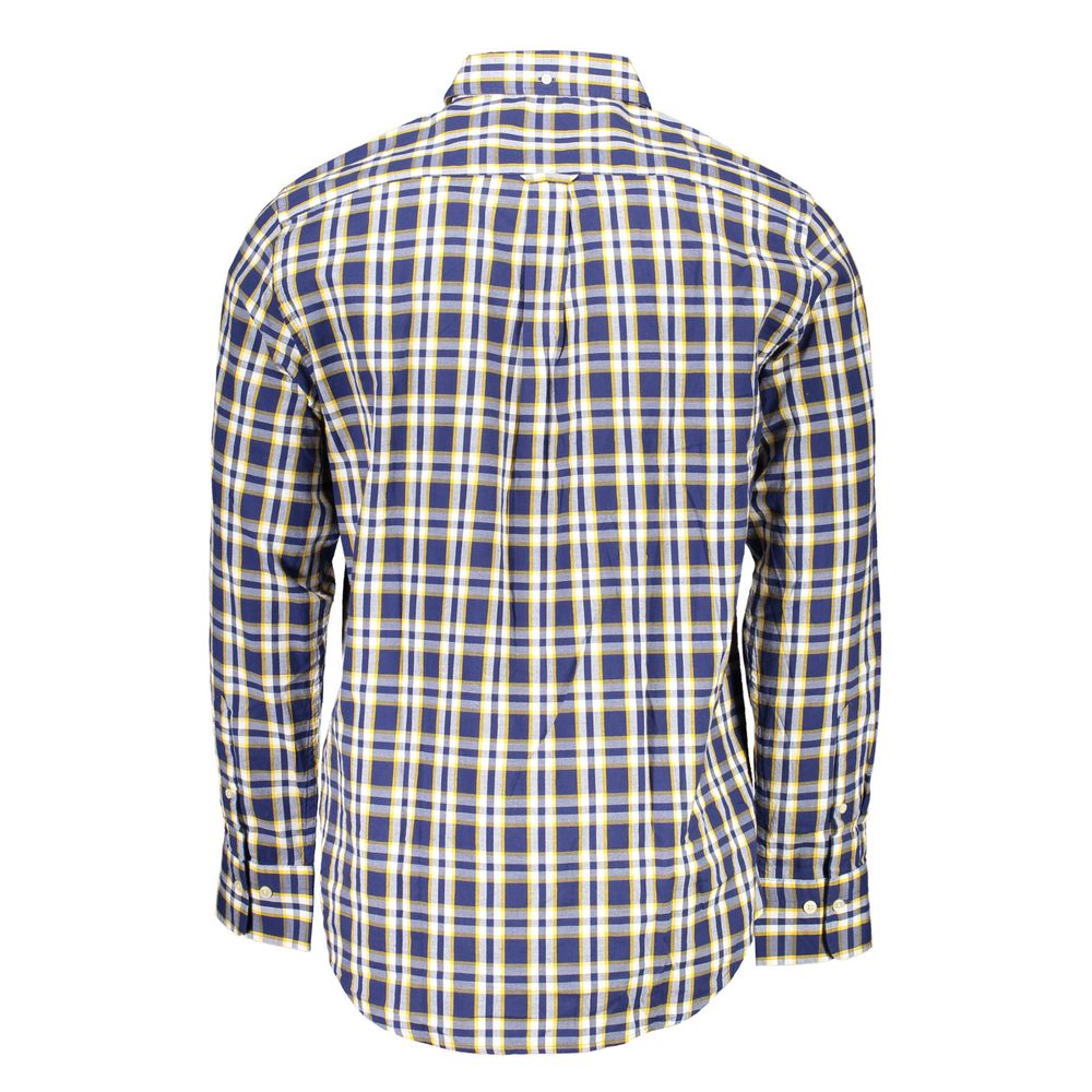 Elegant Blue Cotton Button-Down Shirt - GlamHub Luxury and Icon Brand Clothing