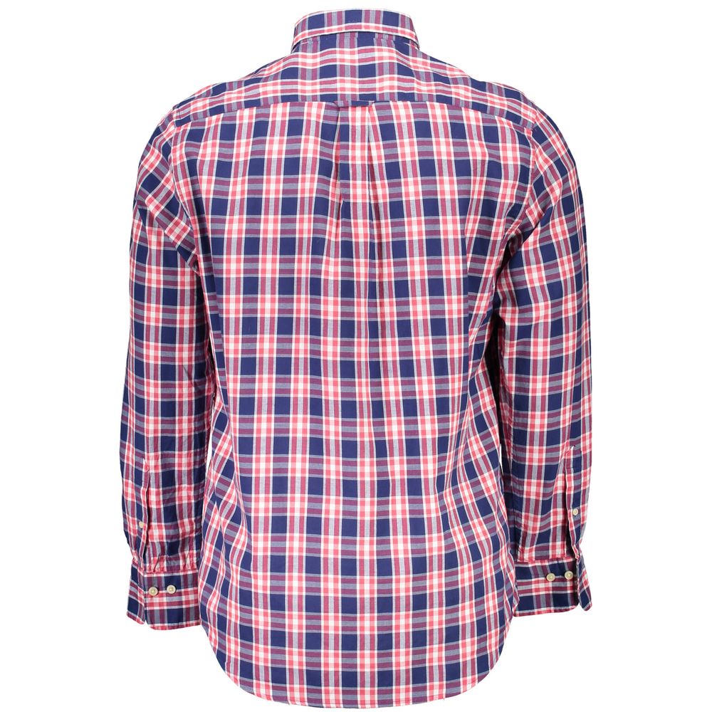 Casual Blue Cotton Shirt with Button-Down Collar - GlamHub Luxury and Icon Brand Clothing