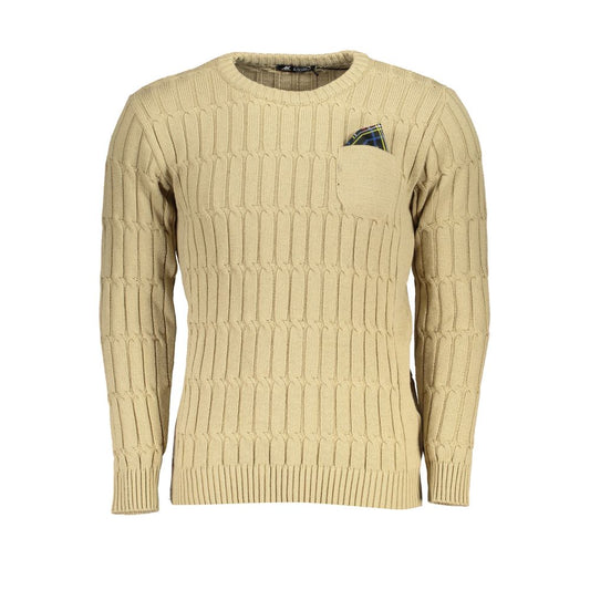 U.S. Grand Polo Elegant Beige Long Sleeve Crew Neck Sweater