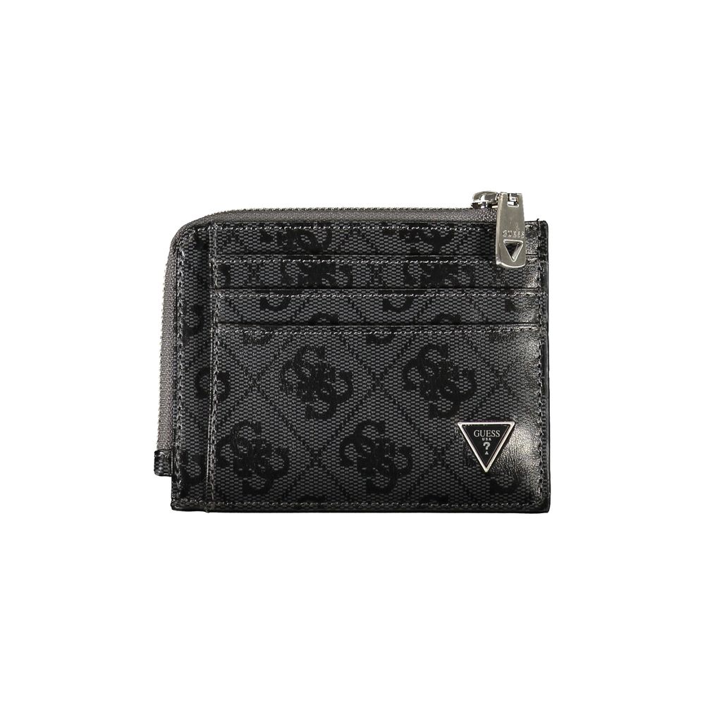 Sleek Black Leather Wallet with Contrasting Accents - GLAMHUB BOUTIQUE 