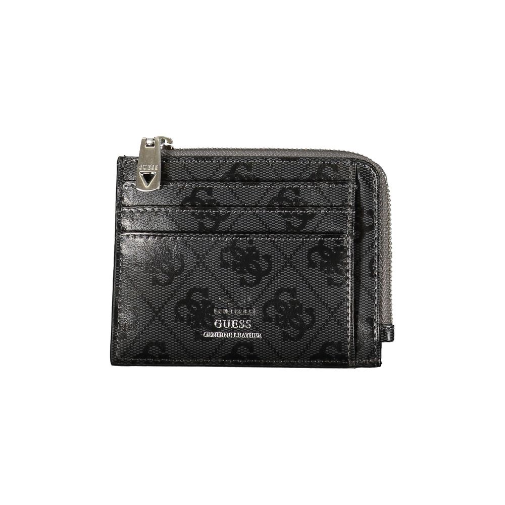 Sleek Black Leather Wallet with Contrasting Accents - GLAMHUB BOUTIQUE 