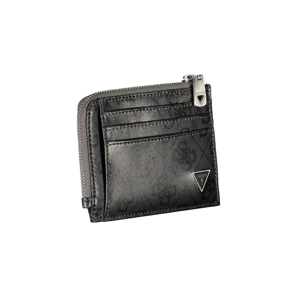 Sleek Black Leather Wallet with Contrasting Accents - GLAMHUB BOUTIQUE 