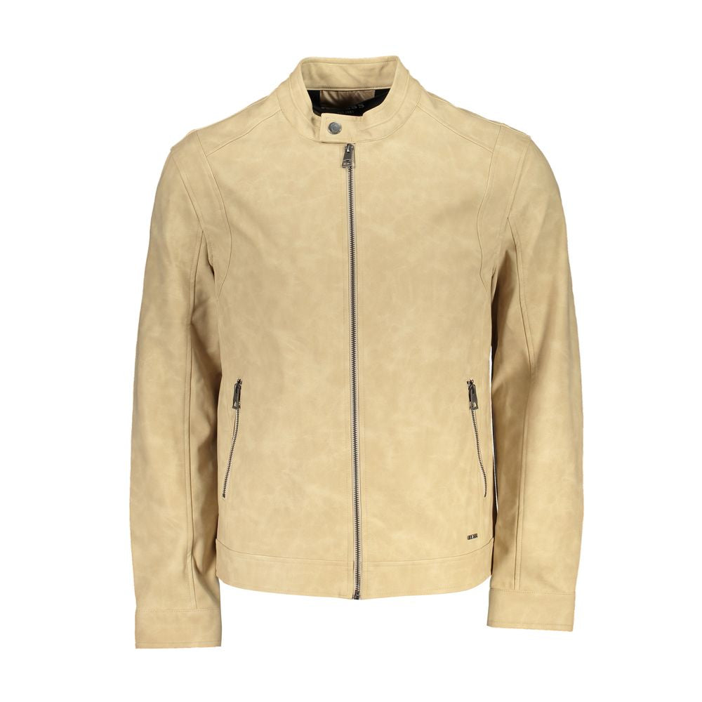 Chic Beige Long Sleeve Sports Jacket - GLAMHUB BOUTIQUE 