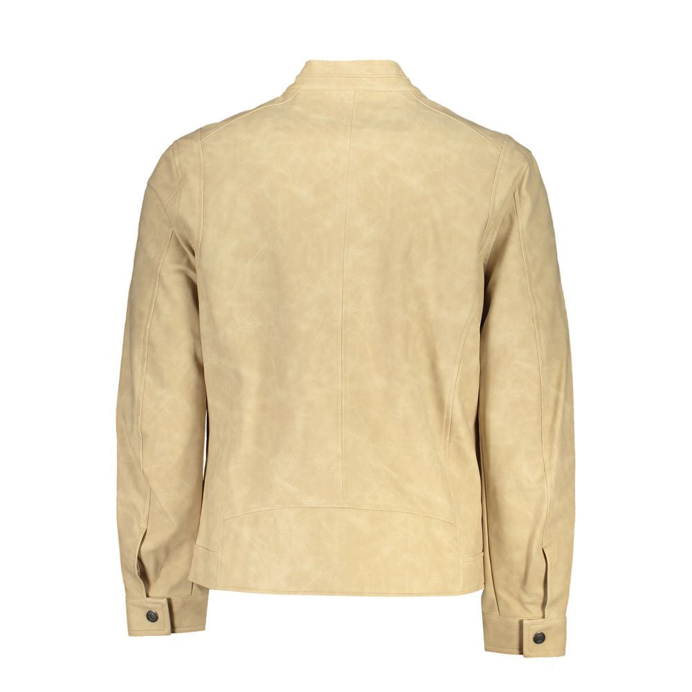 Chic Beige Long Sleeve Sports Jacket - GLAMHUB BOUTIQUE 