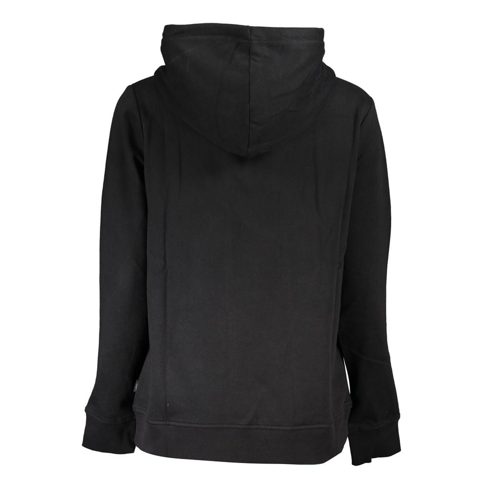 Sleek Black Hooded Fleece Sweatshirt with Logo - GlamHub Luxury and Icon Brand Clothing