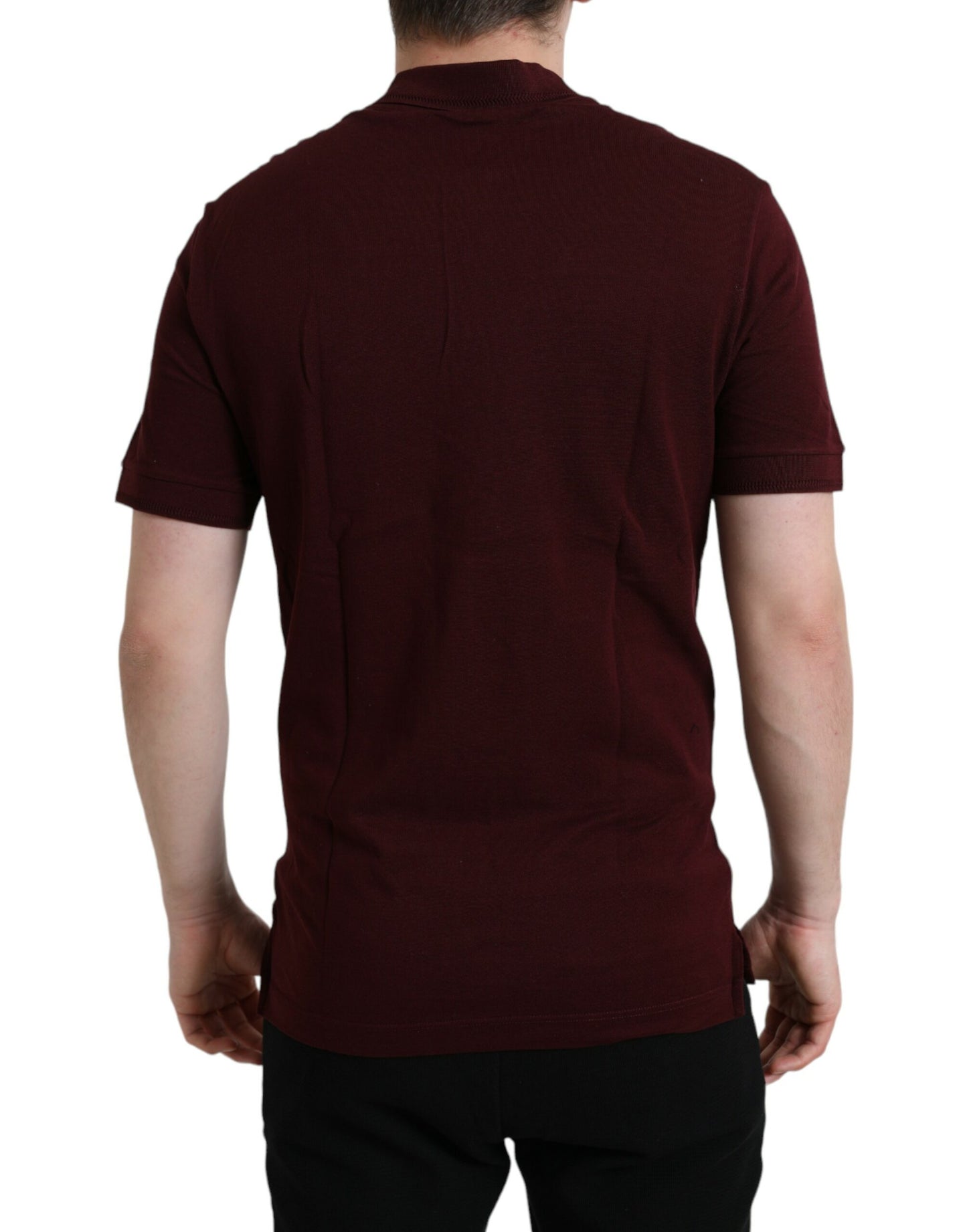 Dolce & Gabbana Elegant Maroon Cotton Blend Polo Tee