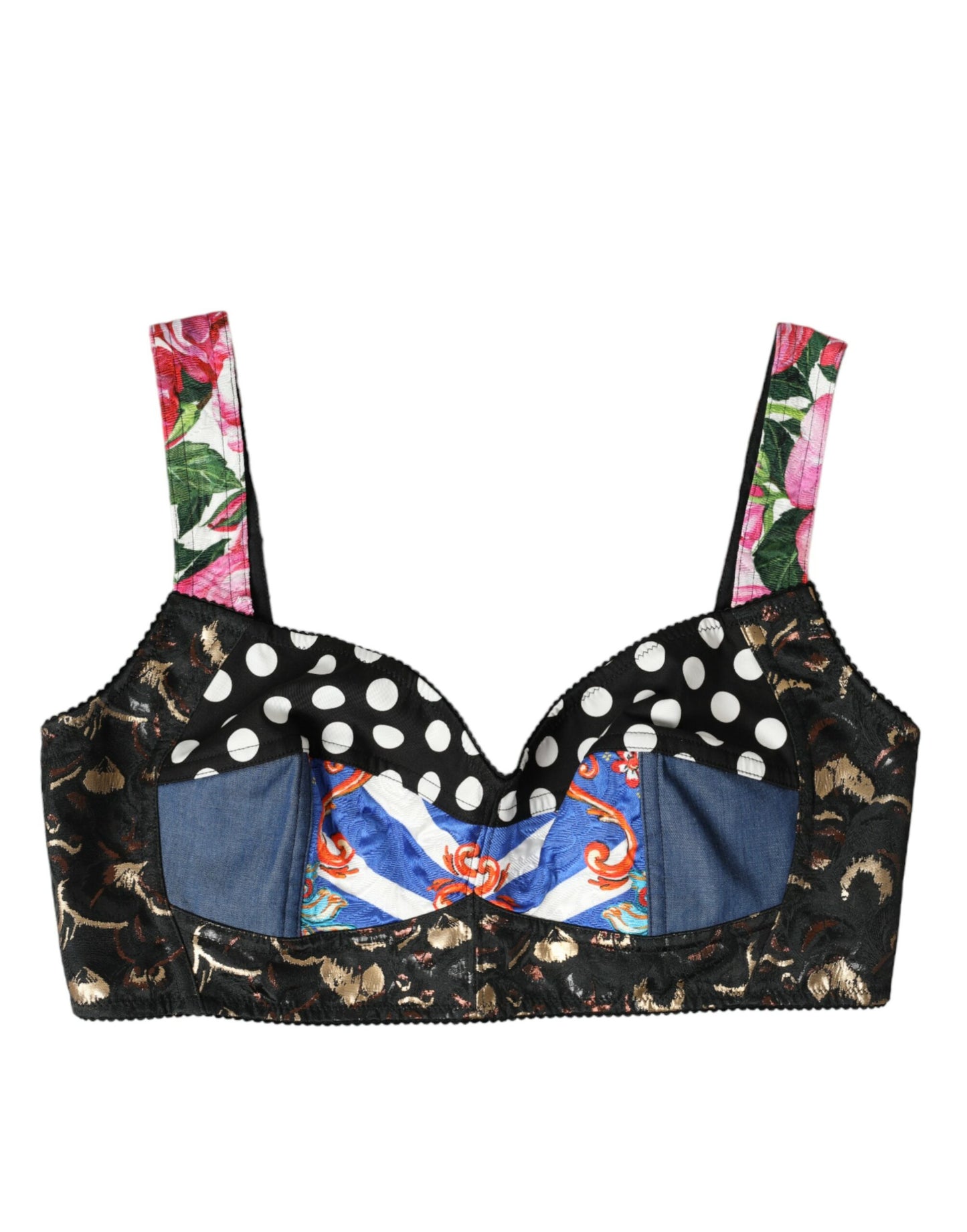 Bustier-Crop-Top mit Blumen-Patchwork